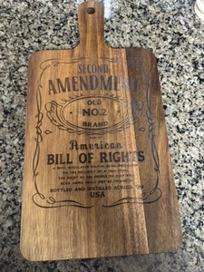 Acacia Wood Cutting Board 12X8 Inch Laser engraved 2nd Amendment Patriotic - Picture 1 of 9