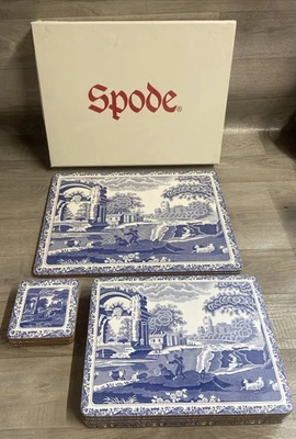 Spode Italian Blue Place Mat Set 2 Extra Large, 8 Large & 8 Coasters With Box - Image 1 of 4