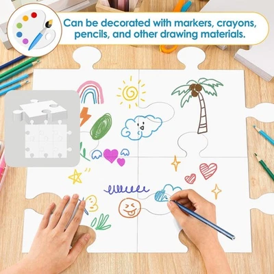 30 X Puzzle Vuoti in Cartone Bianco con Bordi Lisci per Opere D'arte Fai Da - Immagine 1 di 4