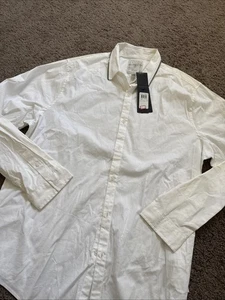 NWT GUESS Mens Long Sleeve Button Down Shirt White Size XXL - Picture 1 of 10