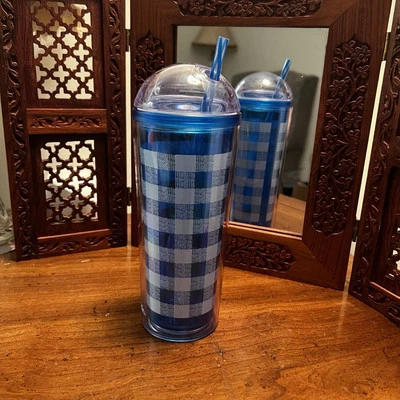 Vaso fuente Aladdin azul 16 OZ con pajita Foto 1 de 4