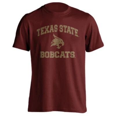 Texas State University Bobcats Distressed Retro Logo Tee Short Sleeve T-Shirt - Image 1 of 2