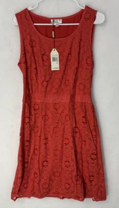 M.S.S.P Max Studio Speciality Products Red Lace Overlay Dress Medium Women's - Picture 1 of 3