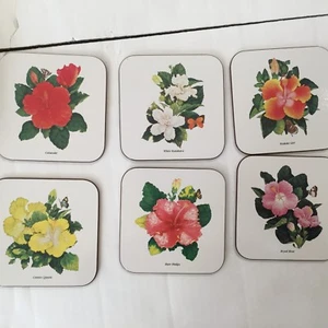 Set of 6 Coasters ~ Hawaii State Flowers Hibiscus ~ Jason of New Zealand - Picture 1 of 4