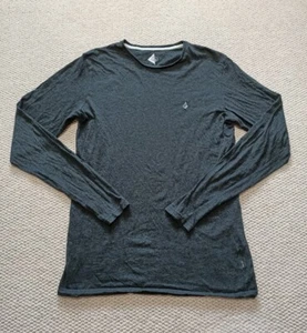 VOLCOM Mens T-Shirt Size Small S Grey Long Sleeve Cotton Skate Surf Tee - Picture 1 of 8