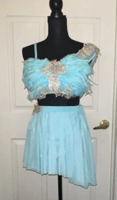 Disfraz de Baile GLAMOUR 2 Piezas Talla L - Lírico - Aguamarina - Plumas - Brillo Foto 1 de 4