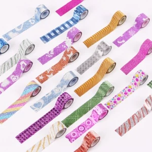 Mini Glitter Washi Tape Roll Paper Self Adhesive Sticky Craft Border Christmas - Picture 1 of 12
