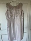 Jacques Vert Size 18 Beige Pink Beaded Dress Wedding/Occasion