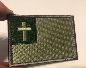 CHRISTIAN FLAG CROSS Church of Jesus Christ Embroider Green Patch LDS - Picture 1 of 1