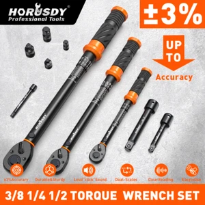 HORUSDY 1/4''/3/8''/1/2'' Drive Torque Wrench Set Click Torque Wrench Adjustable - Picture 1 of 10