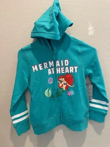 NWT Disney Store Ariel Little Mermaid Zip Up Hoodie Teal SZ 3 - Picture 1 of 1