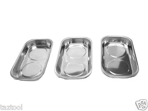 3 pcs 9-1/2" x 5-1/2" Stainless Steel Magnetic Tray Chrome Finish Parts & tools - Picture 1 of 2
