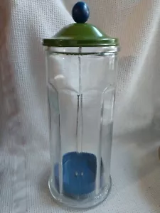 Vintage GEMCO Glass Straw Dispenser ~ Barber Stylist Comb Holder Jar ~ Metal Lid - Picture 1 of 4