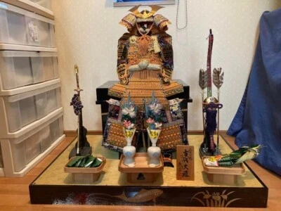 Japanese Samurai Armor Menpo Yoroi Kabuto Warrior Suit Replica Display Set Japan - Image 1 of 4