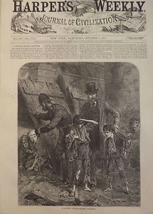 CAPTURA DE NIÑOS VAGABUNDOS JUVENILES POR OFICIALES LONDRES INGLATERRA HARPER'S SEMANAL 1871 - Imagen 1 de 2