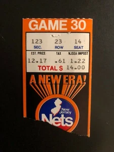 Vintage 1980s NEW JERSEY NETS, USED BASKETBALL TICKET-STUB Game 30,,Seat 14 - Picture 1 of 4
