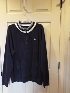 NWOT--Men's New Era Baseball Full Zip Jacket Dark Blue ~ w/White & Gray at Neck - Picture 1 of 4