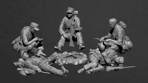 Kit modellino in resina 1/16 5 pezzi soldati tedeschi fanteria ww2 non verniciato - Foto 1 di 24