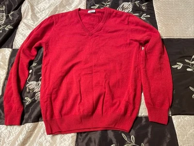 Lacoste Men V Neck Sweater Size 4/ Size M. Bright Red - image 1 of 4