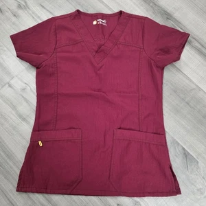 Wonderwink Four Stretch 4 Scrub Top Burgundy Womens Size XS V-Neck Pockets - Picture 1 of 8