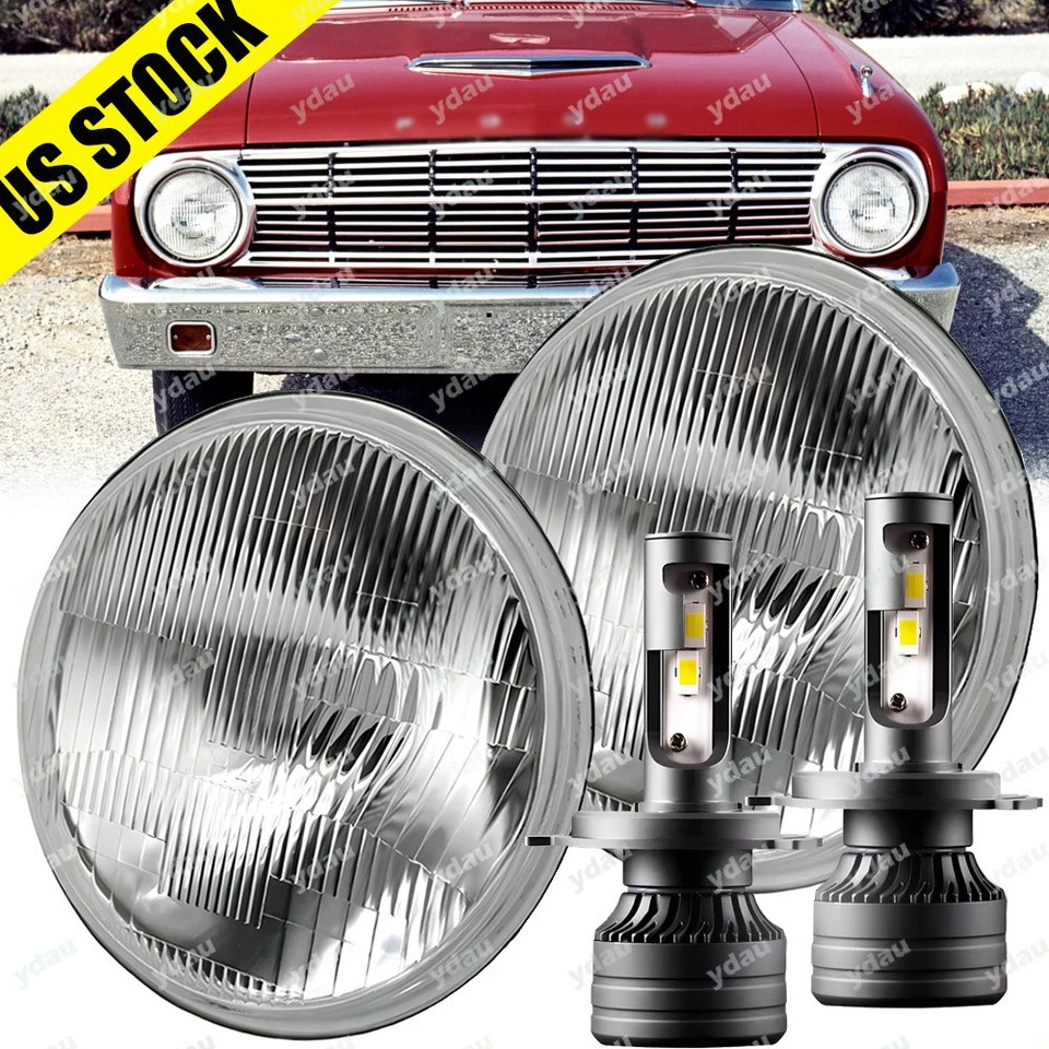 2pcs 7" Round LED Headlights Hi/Lo Beam H4 For Ford Falcon 1960-1970 — 第 1/4 张图片