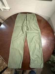 Vintage 1969 32x31 Vietnam Army Trousers OG-107 Sateen Type 1 Hose USA 60s Read Dis - Bild 1 von 20
