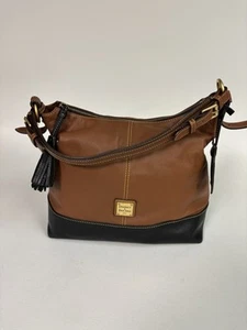 Dooney & Bourke "Sophie" Brown and Black Leather Large Hobo Bag - Picture 1 of 10