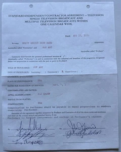 Nitty Gritty Dirt Band Signed Autographed Vintage 1971 Contract - Picture 1 of 2