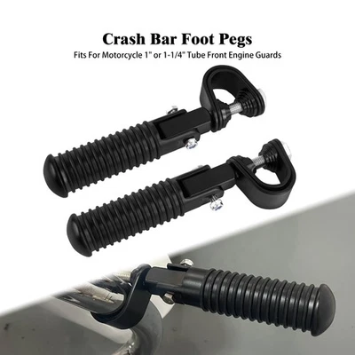 Clavijas de pie plegables negras para motocicleta para Harley Touring barra de choque de 1-1/4" Foto 1 de 4