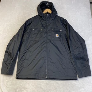 Carhartt Jacket Mens L Black Rockford Rain Defender Windbreaker 100247 001 - Picture 1 of 7