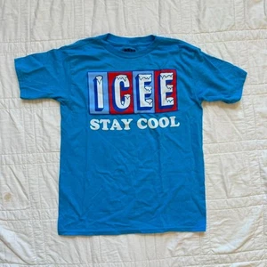 Icee graphic t shirt blue short sleeve baby tee summer casual - Picture 1 of 5