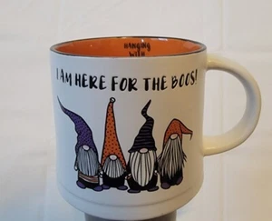 Cobwebs Cauldrons Halloween Gnomies Ceramic Coffee Mug Orange Interior NEW - Picture 1 of 5