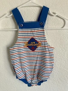 Health-tex One Piece Romper Baby Boy Size 12 Months Baseball Striped Vintage - Picture 1 of 7