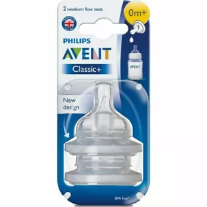 AVENT Anti Colic Teats Silicone 0M+ Newborn Flow 2 Pieces - Picture 1 of 1