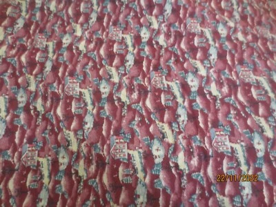 Christmas Village Scene Flannel Cranberry Cotton  Marcus Bros Judie Rothermel - Image 1 of 4