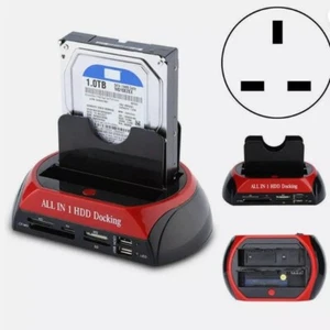 HDD Docking Station 2.5" 3.5" Dual Slots USB 3.0 SATA IDE Hard Drive Card Reader - Picture 1 of 8