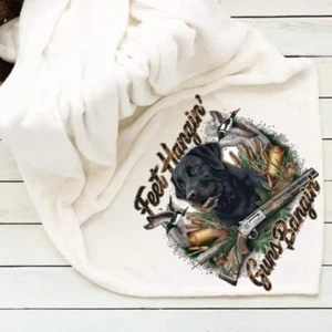Lab Hunting Guns Banging Country Fleece Blanket 50x60 Custom Photo Throw Blanket - Picture 1 of 1