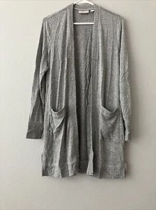 Cárdigan plumero tejido cepillado grava Belle by Kim ribete acanalado gris (talla XS) A399955 - Imagen 1 de 3