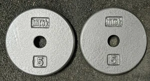 2 x 5 lbs Intek 1" Hole Standard Weight Plates - Sold in Sets of 2 - 10lbs Total - Picture 1 of 2
