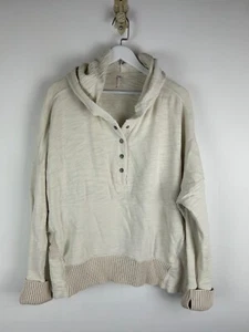 Free People FP Movement Sweatshirt Large Woman L Hoodie Pockets Oversized Cream - Picture 1 of 3