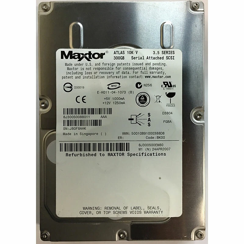 8J300S0 - Maxtor 300GB 10K RPM SAS 3.5" HDD - Image 1 of 1