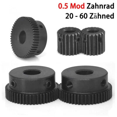 0.5 Mod 20-60 Zähne Zahnrad Stirnrad C45 Stahlzahnrad Motor Pinion Mit Schritte - Bild 1 von 4