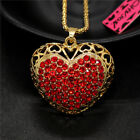 Fashion Lady Red Crystal Rhinestone Love Heart Pendant Women's Necklace