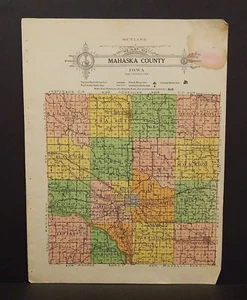 Iowa Mahaska County Map 1920 W10#30 - Picture 1 of 1