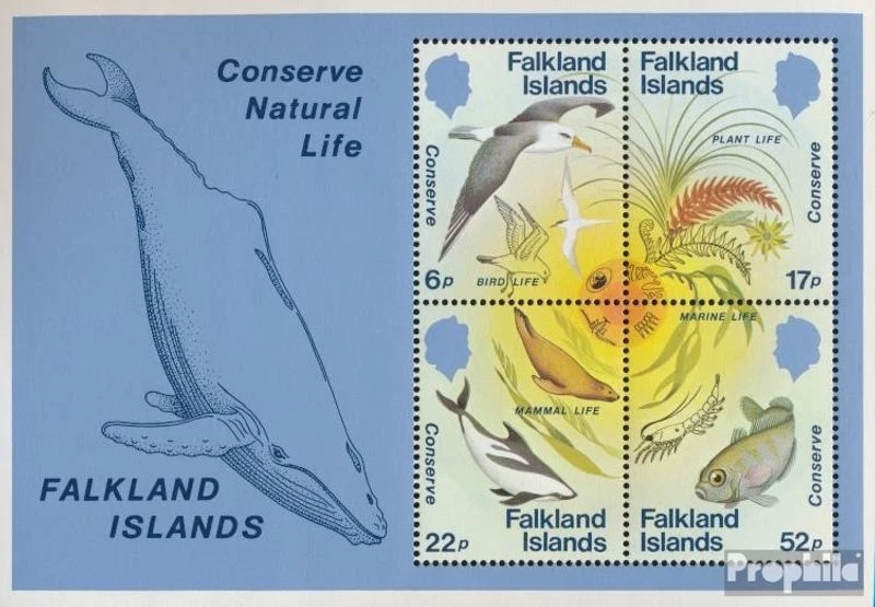 Estampillas Islas Malvinas 1984 Mi bloque 4 como nuevas MNH 1984 conservación Foto 1 de 1