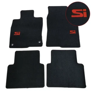 Fit For 16-21 Honda Civic 4DR 2DR Black Nylon Floor Mats Carpets w/ Red SI - Picture 1 of 1