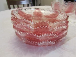 Beautiful Crystal Pink & Clear Dessert ,Bread Plates(4) GA-A-28 - Picture 1 of 12