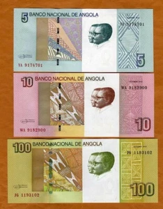 JUEGO Angola, 5-10-100 Kwanzas, 2012, P-151A-151B-153b cascadas UNC - Imagen 1 de 2