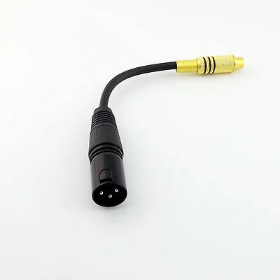 Gold Single RCA Phono Female To XLR 3-Pin Male Audio Shield Adapter Cable 15cm - Image 1 of 4