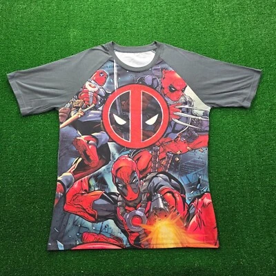 Camiseta Marvel Deadpool Para Hombre Grande Roja Manga Corta Gráfico Cómics Estampado Completo Foto 1 de 4